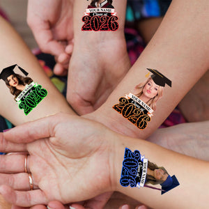 Class Of 2026, Custom Photo And Name Temporary Tattoo,Personalized Fake Tattoo, Graduation Gift