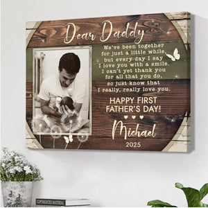 Personalized First Father’s Day Photo Canvas Poster,Custom 1st Father’s Day Poem Gift from Baby