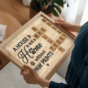 Home With Paw Prints Personalized Crossword Puzzle Art Canvas Gift For Dog Lover
