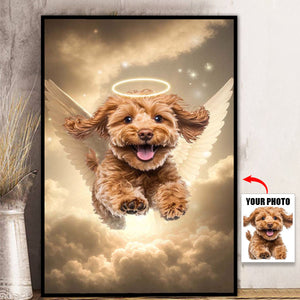 Pet Loss With Halo & Wings Heavenly - Personalized Customized Canvas Poster - Memorial Gift For Pet Lovers