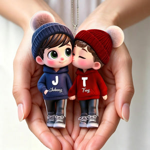 Cute Cartoon LGBT Couple Personalized Acrylic Ornament for Pride Month