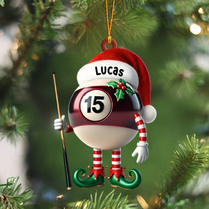 Billiard Santa Ball Christmas Ornament, Personalized Ornament