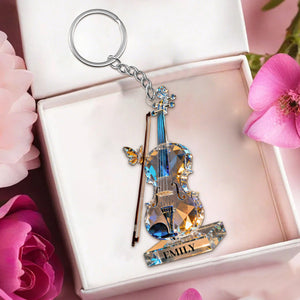 Personalized Violin Music Crystal Effect Keychain,Gift for Violinist Lover, Musicians