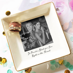 Custom Bestie Photo Trinket Tray โ Personalized Jewelry Dish For Best Friend Friendship Gift