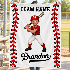 Personalized Baseball & Softball Name & Team Fleece Blanket – Custom Christmas Gift For Young Players