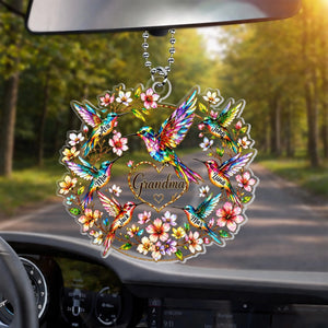 "Every Name Holds A Piece Of My Heart" β Personalized Acrylic Car Hanger | Hummingbird Grandma & Kids Family Gift