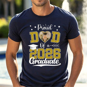 Congrats Proud Dad Mom Of A Graduate Custom Photo Personalized Graduation T-Shirt Gift for Mom, Dad