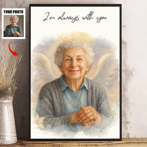 Custom Watercolor Portraits Personalized Canvas Poster,Loss Of Loved One Gift