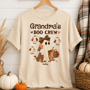 "Grandma's Fall Halloween" β Coquette Faux Patchwork Pattern Shirt | Personalized Gift For Grandma