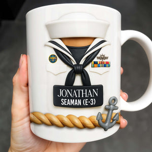 Celebrate Our Navy Heroes With Custom Navy Uniform And Anchor Design, Personalized Custom Coffee Mug