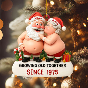 Growing Old Together With Santa and Mrs. Claus Personalized Christmas Ornament,Gift for Old Couples