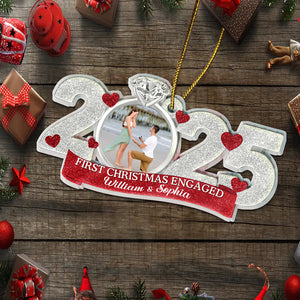 Custom Photo First Christmas As Mr. & Mrs. - Personalized Acrylic Ornament Married, Engaged Gift