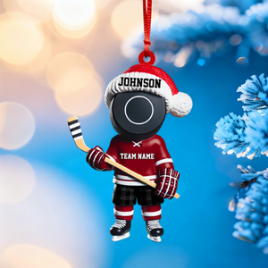 Personalized Cute Hockey Christmas Ornament