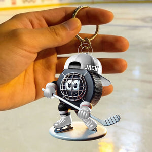 Personalized Ice Hockey Name Keychain For Hockey Fans, Ice Hockey Lover