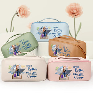 Travel All My Cruise Crap - Personalized Leather Makeup Bag For Vacations