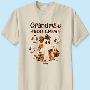 "Grandma's Fall Halloween" β Coquette Faux Patchwork Pattern Shirt | Personalized Gift For Grandma