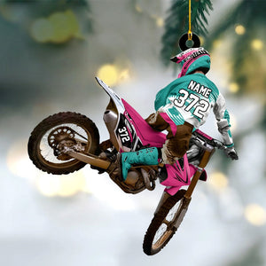 Personalized Motocross Racer Christmas Ornament β Custom Name & Number Keepsake | Gift For Dirt Bike Riders & Motocross Lovers
