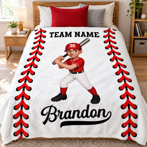 Personalized Baseball & Softball Name & Team Fleece Blanket – Custom Christmas Gift For Young Players