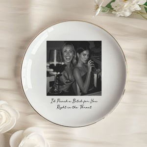 Custom Bestie Photo Trinket Tray โ Personalized Jewelry Dish For Best Friend Friendship Gift