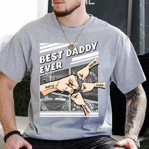 Best Dad Grandpa Hand Punch - Family Personalized Pure Cotton T-Shirt Father's Day Gift