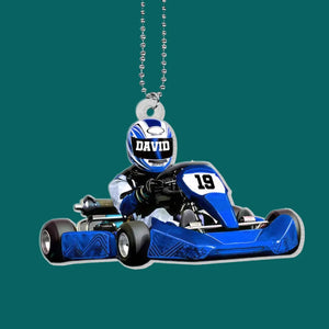 Go Kart Racing - Personalized Acrylic Ornament - Christmas Gift for Go Kart Lover, Racing Gift