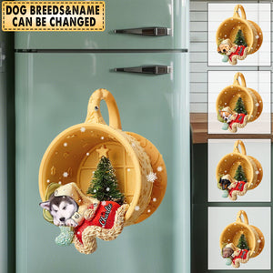 Personalized Dog Sleeping In A Tiny Cup Christmas Holiday Decal