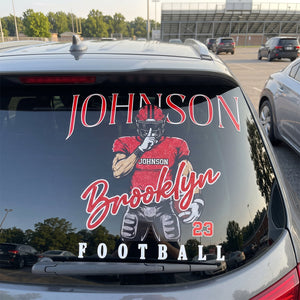 Personalized Name & Number Football Car Decal β Retro Football Design For Fans