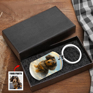 Custom Memorial Pet Portrait A Loyal Heart Never Fades - Rainbow Bridge Personalized Keychain