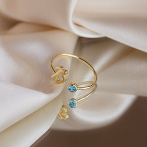 Personalized Initial Birthstone Ring,Dainty Ring for Women