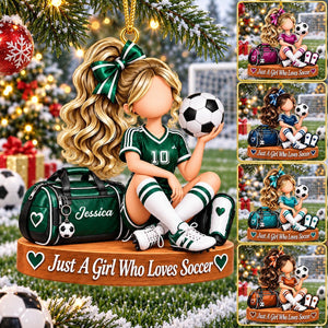 Just a Girl Who Loves Soccer - Personalized Soccer Ornament, Christmas Gift for Soccer Player