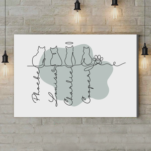 Adorable Cats Line Art - Personalized Poster, Unique Gift for Cat Lovers
