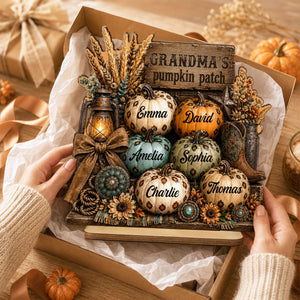 Personalized "Western Leopard Pumpkin Patch" Wooden Plaque β Fall Halloween Decor For Grandma