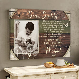 Personalized First Father’s Day Photo Canvas Poster,Custom 1st Father’s Day Poem Gift from Baby
