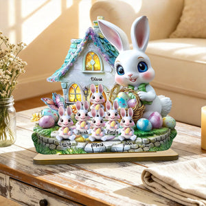 Grandma's Bunnies - Personalized Grandma Custom Shaped Wooden Plaque