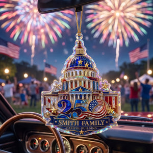 Personalized Capitol Building Acrylic Ornament β America 250th Hologram Patriotic Keepsake