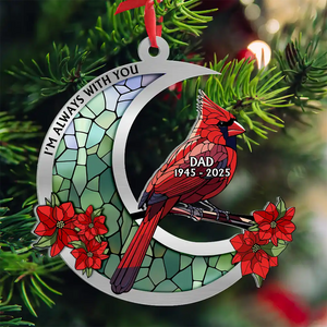 Memorial Cardinal Stained Glass Moon - Personalized Acrylic Ornament