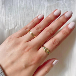 Personalized Birthstones Signet Initial Ring