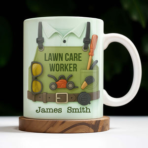 Lawn Mower, Tools, and Sunglasses, Personalized Mug, Gift For Gardeners and Lawn Care