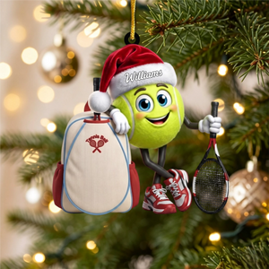 Tennis Racket & Backpack Design Christmas Acrylic Hanging Ornament β Personalized Tennis Ball Mascot Gift For Players