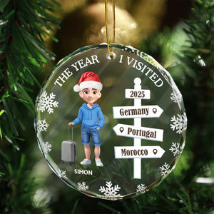 Cherished Travel Memory - Personalized Circle Glass Ornament