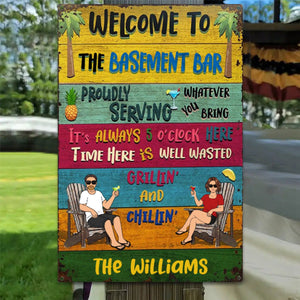 Patio Welcome Grilling Proudly Serving Whatever You Bring -Couple Single - Backyard Sign - Personalized Classic Metal Signs