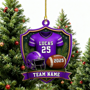 Personalized American Football Shoulder Pads and Helmet Ornament