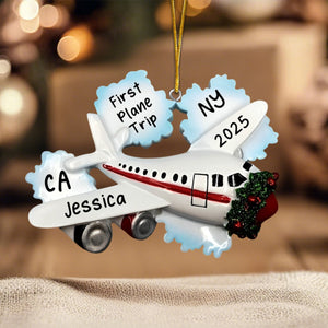 Personalized Airplane Christmas Ornament,My First Flight,First Plane Trip Ornament, Vacation Ornament