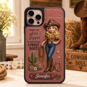 Personalized Cowgirl Leather Flip Wallet Phone Case β Gift For Cowgirls