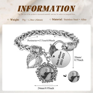 Engraved Name Personalized Memorial Antique Bracelet With Photo