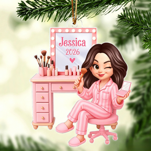 Personalized "Pink Girl Makeup" Acrylic Ornament β Christmas Gift For Daughters & Granddaughters