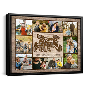 Papa Bear With Kid Personalized Daddy Bear Sign Canvas Poster Father’s Day Gift