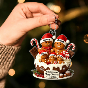 Personalized Gingerbread Family Acrylic Ornament โ Warm Holiday Decor For Family