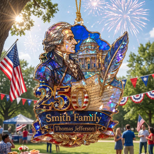 Personalized Thomas Jefferson America 250th Hologram Acrylic Ornament โ Patriotic History Decor & USA Family Gift