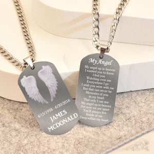 My Angel Up In Heaven- Personalized Memorial Dog Tag Necklace